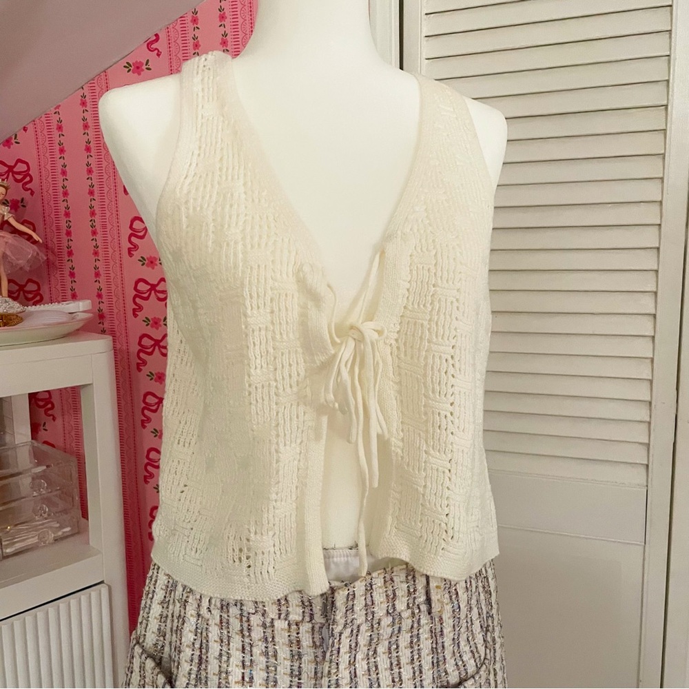 Pink Rose Ivory Knit Vest